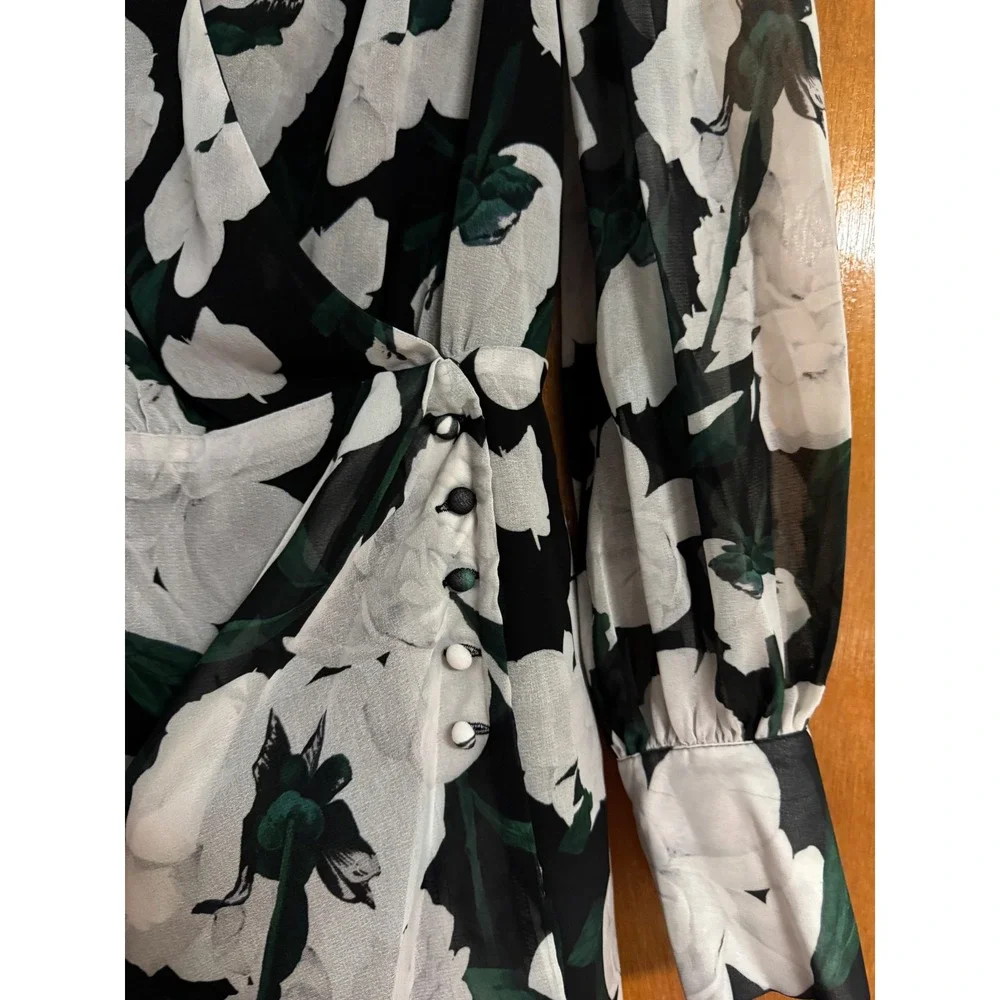 The Kooples Paris Dolce Vita Floral Print Faux Wrap Mini Dress Size 0 - Picture 6 of 9